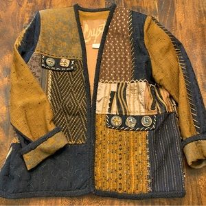 Crystal Handwovens Vintage Handmade Art Jacket Size Large